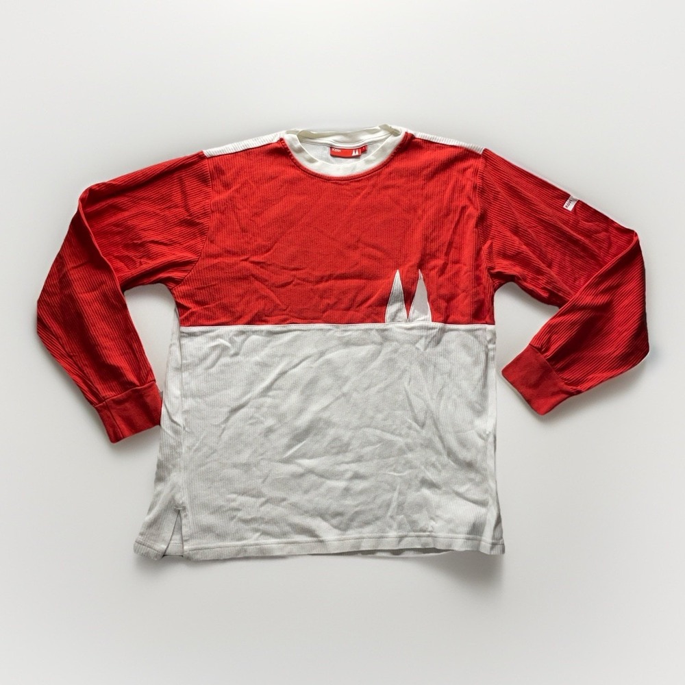 Köln Germany Ribbed Long Sleeve Shirt Red White Crest Colorblock Pullover Crew L